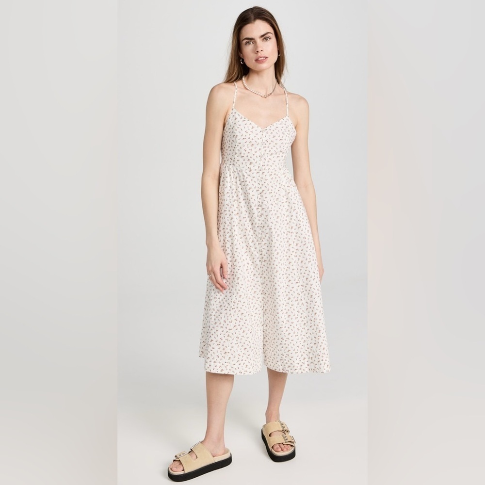 MADEWELL Alexa Ruffle Bodice Button Down Midi Dress Floral Coquette 90s Y2K Cute